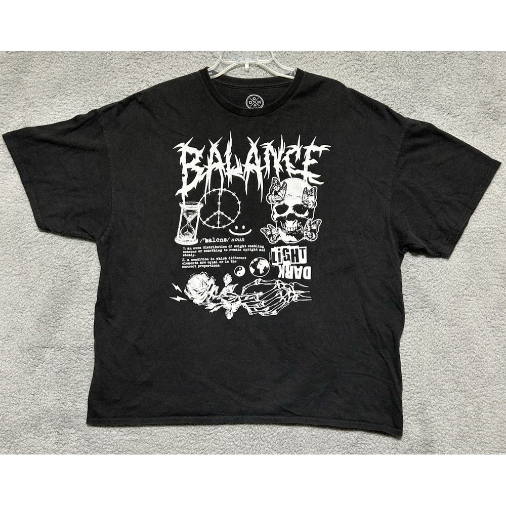 DOM‎ Mens 3X Black Balance Definition Dark Light Graphic Short Sleeve T-shirt